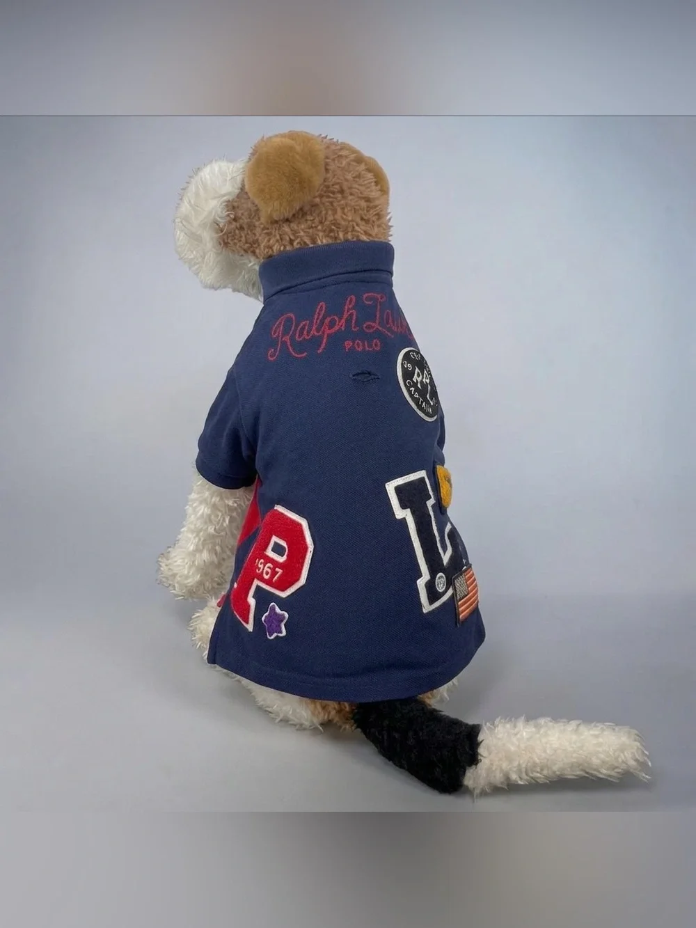 Polo Ralph Lauren Blue Short Sleeved Pique Patch Polo Shirt For Dogs Size M
